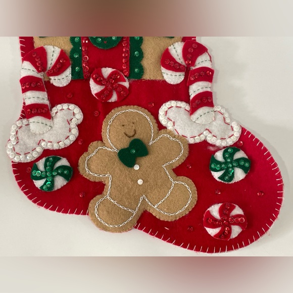 Bucilla 18” Felt Christmas Stocking “Gingerbread House” 85102 Completed - Picture 4 of 8